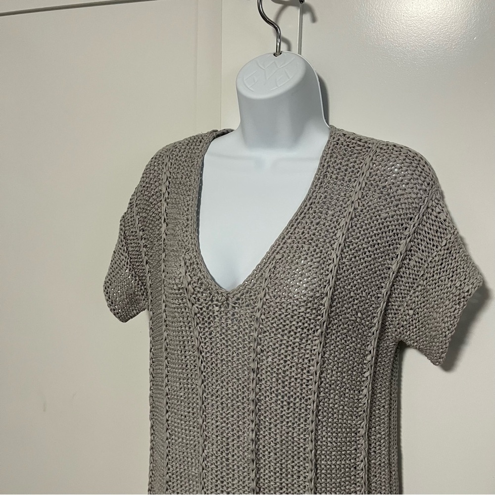 Vintage Vivienne Tam Open Cable Knit Crochet Top Grey Beige Size Medium - Picture 4 of 8